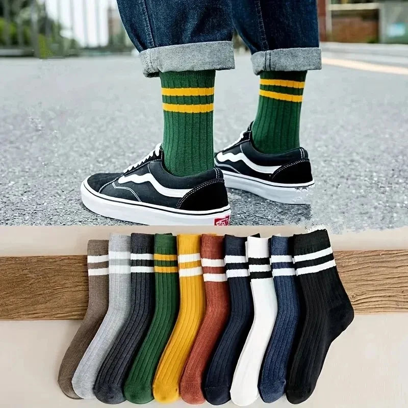 10pairs Breathable Cotton Sports Stockings Men Bamboo Fiber Autumn and Winter Men Socks Sweat Absorption Deodorant Business Sox - THOOBO!