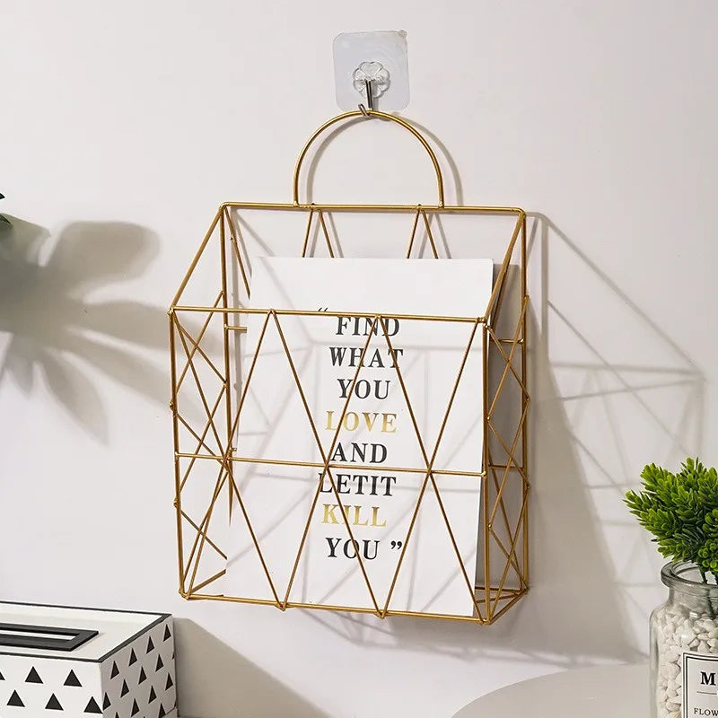 Wall Newspaper Magazine Racks Nordic Metal Iron Wall Hanging Holder Book Shelf Storage Organizer DIY Home Storage Decoration - THOOBO!