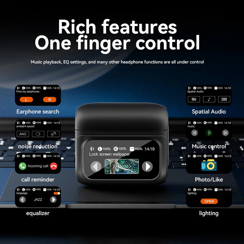 E20 PRO ANC Wireless Earbuds Bluetooth Earphone Touch Screen Airpods Control Active Noise Reduction In Ear Headphone With Mic