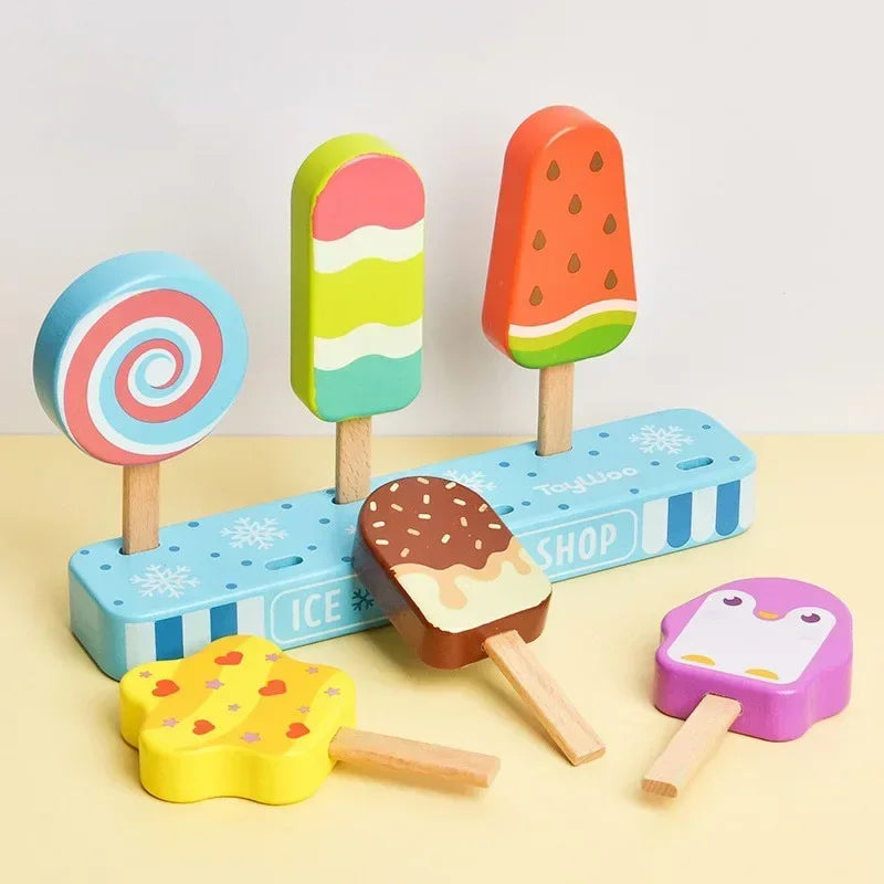 Wooden Toy Ice Cream & Cake – Pretend Play Kitchen for Toddlers
