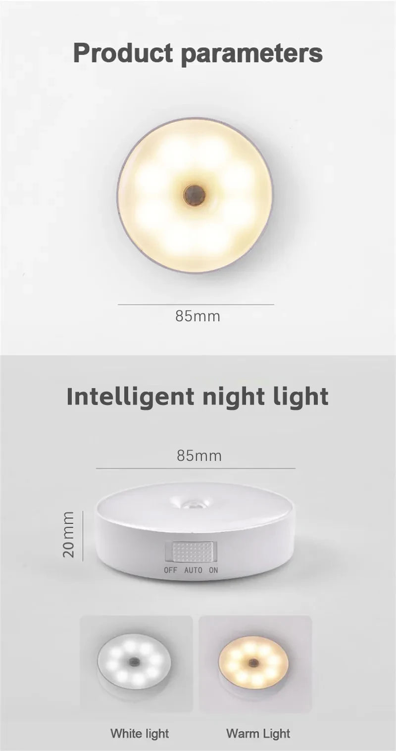 LED Smart Human Body Sensor Night Lamp Emergency Automatic Lighting USB Charging Wireless Magentic Suction Use Night Light - THOOBO!