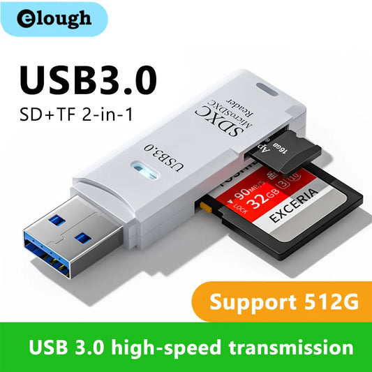 SpeedyBit DuoCard Reader – High-Speed 2-in-1 USB 3.0 TF & SD Card Reader Adapter for Laptop & PC