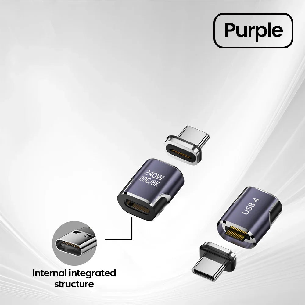 PD 240W Type C to Type C Magnetic Adapter USB 4 Full-Featured 80Gbps 8K@60Hz Fast Charging USB-C Magnet Converter For iPhone 15