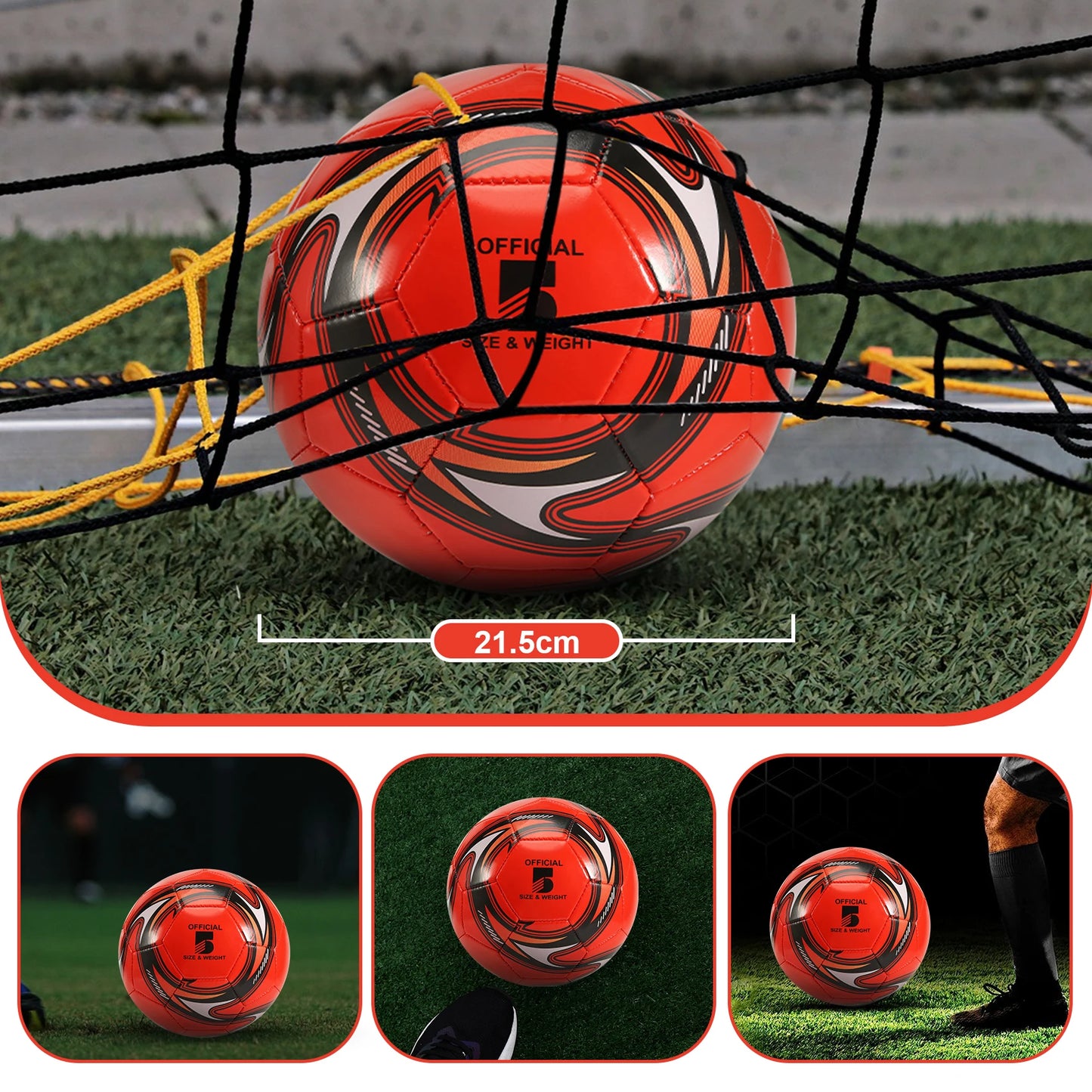 Professional Soccer Ball Size 5 Official Soccer Training Football Ball Competition Outdoor Football Red - THOOBO!