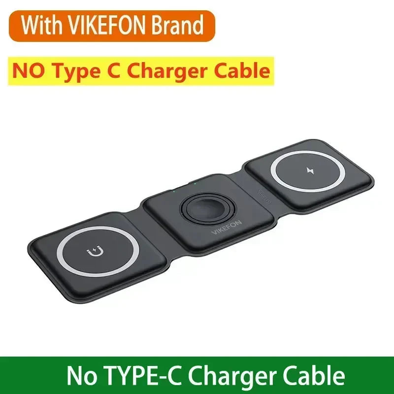 Foldable 3-in-1 Wireless Charger Dock For iPhone 16 15 14 13 12 Pro Max Apple Watch 10/9/8/7/6/5 AirPods Pro Fast Charging Pad