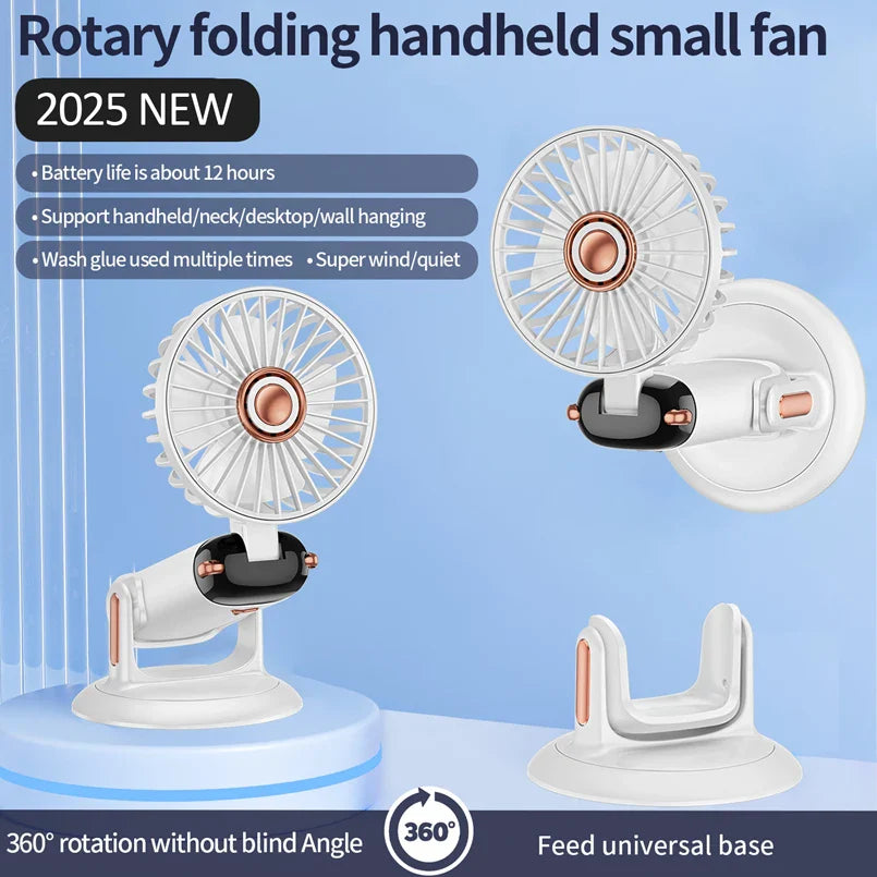Foldable Portable Handheld Mini Fan 3000mAh with 5-Speed USB Rechargeable Battery, Neck Hanging Design & Phone Stand Display for Indoor and Outdoor Use