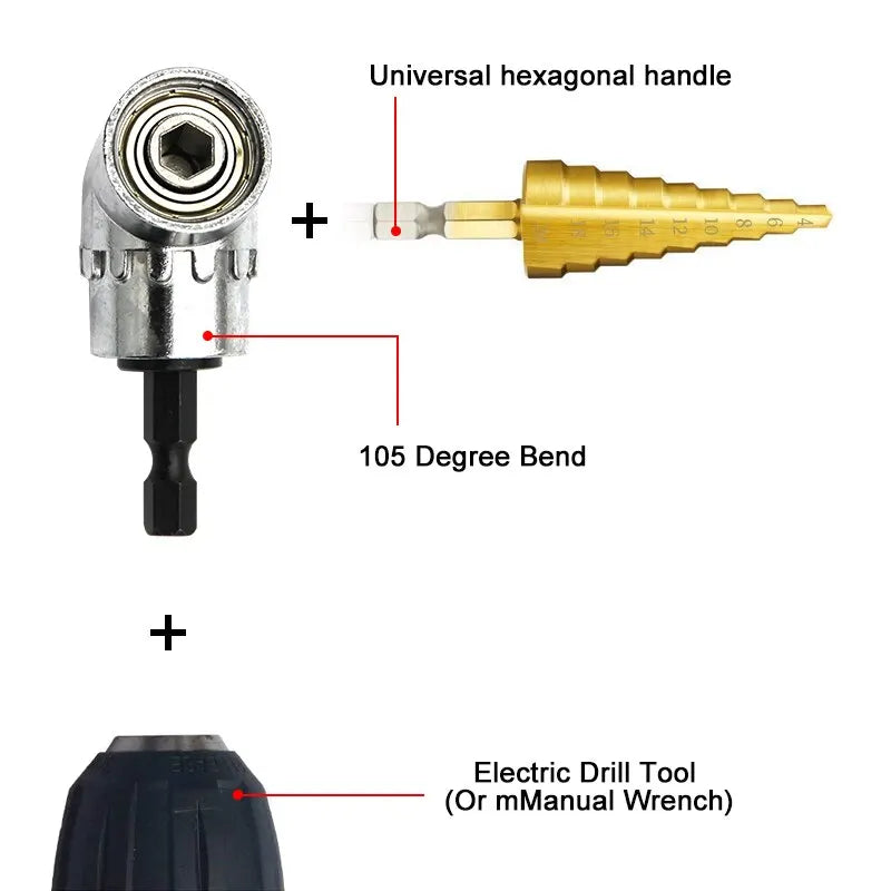 105 Degree Turning Screwdriver Joint Electric Drill Corner Attachment Extension Socket Screwdriver Head Tool - THOOBO!