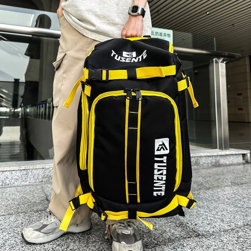 PatchVibe Titan — 75L Waterproof Gym & Travel Backpack w/ Shoe Garage + Laptop Vault