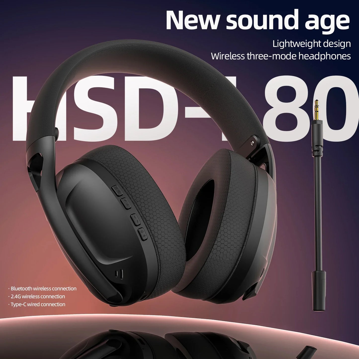 SmailWolf-L80 Bluetooth wireless three-mode headphones headset lightweight headset 2.4G gaming headsets sports bass