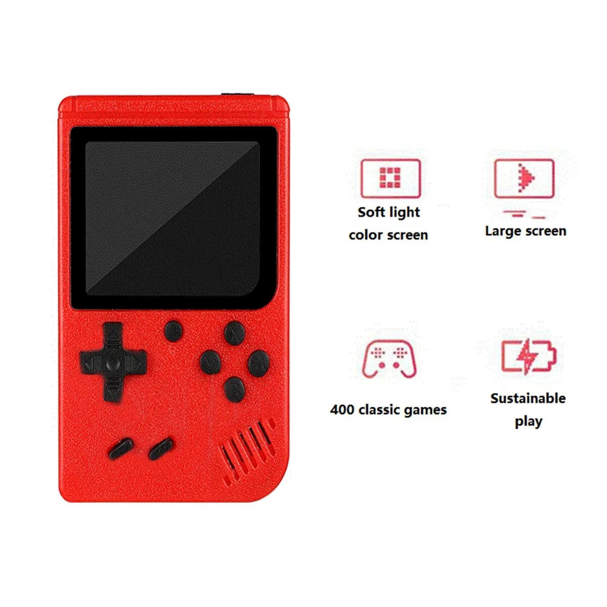 A Red Retro Classic Games Children's Handheld Small Game Console With Hundreds Of Game Charging Can Be Connected To The TV - THOOBO!