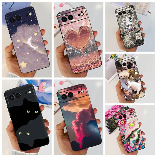 For Cover Google Pixel 6 Case Cute Cat Cartoon Bumper Back Shockproof Soft TPU Case For Google Pixel 6A 6PRO Pixel 6 Phone Cases