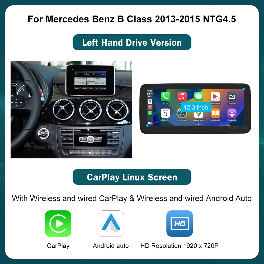 Road Top 12.3" Wireless CarPlay & Android Auto Screen for Mercedes-Benz Magic 🎶✨