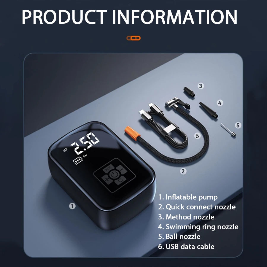 1PC Car Mounted Wireless Digital Display Inflation Pump Portable Wireless Air PumpTire Inflator for Electric Cars - THOOBO!