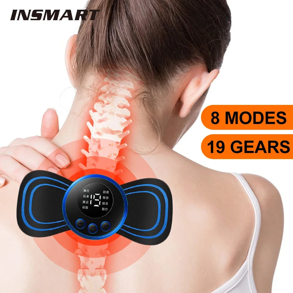 Neck Massager Mini Electric Neck Massage EMS Cervical Back Vertebra Massage Patch 8 Modes Relieve Relax Muscle Fatigue Tools - THOOBO!