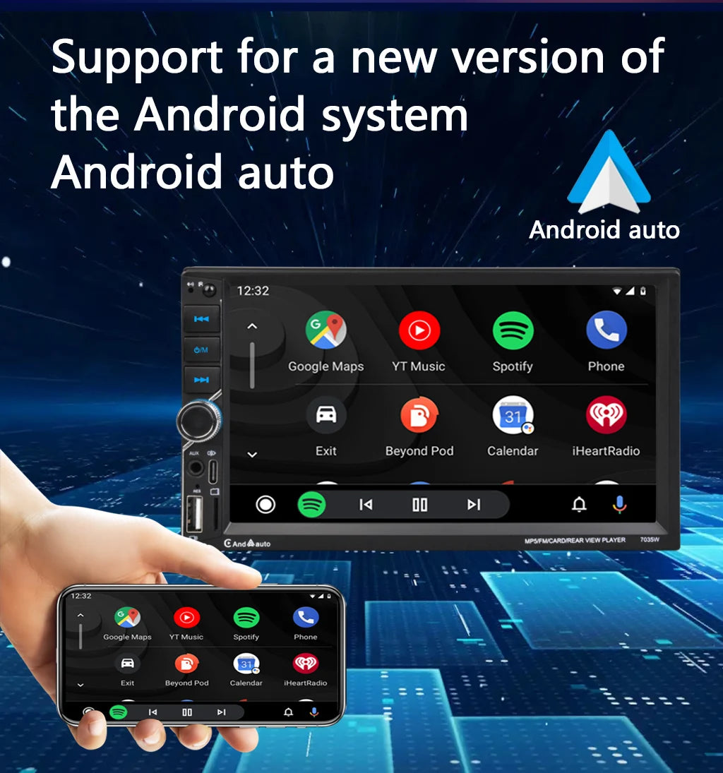 ESSGOO 7" Double Din CarPlay Android Auto Multimedia Player With HD Touchscreen & DSP Sound