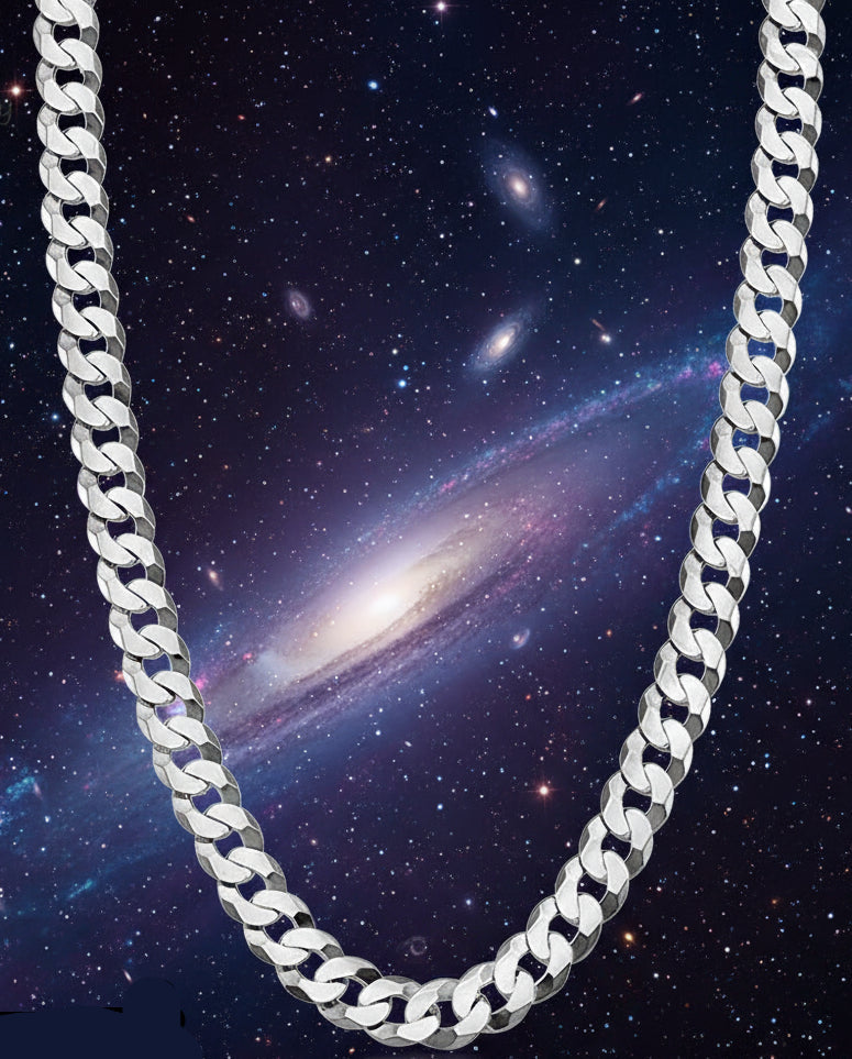 Silver chain necklace on a white background with 'Jewelry' brand name.