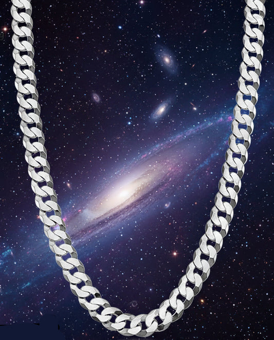 Silver chain necklace on a white background with 'Jewelry' brand name.