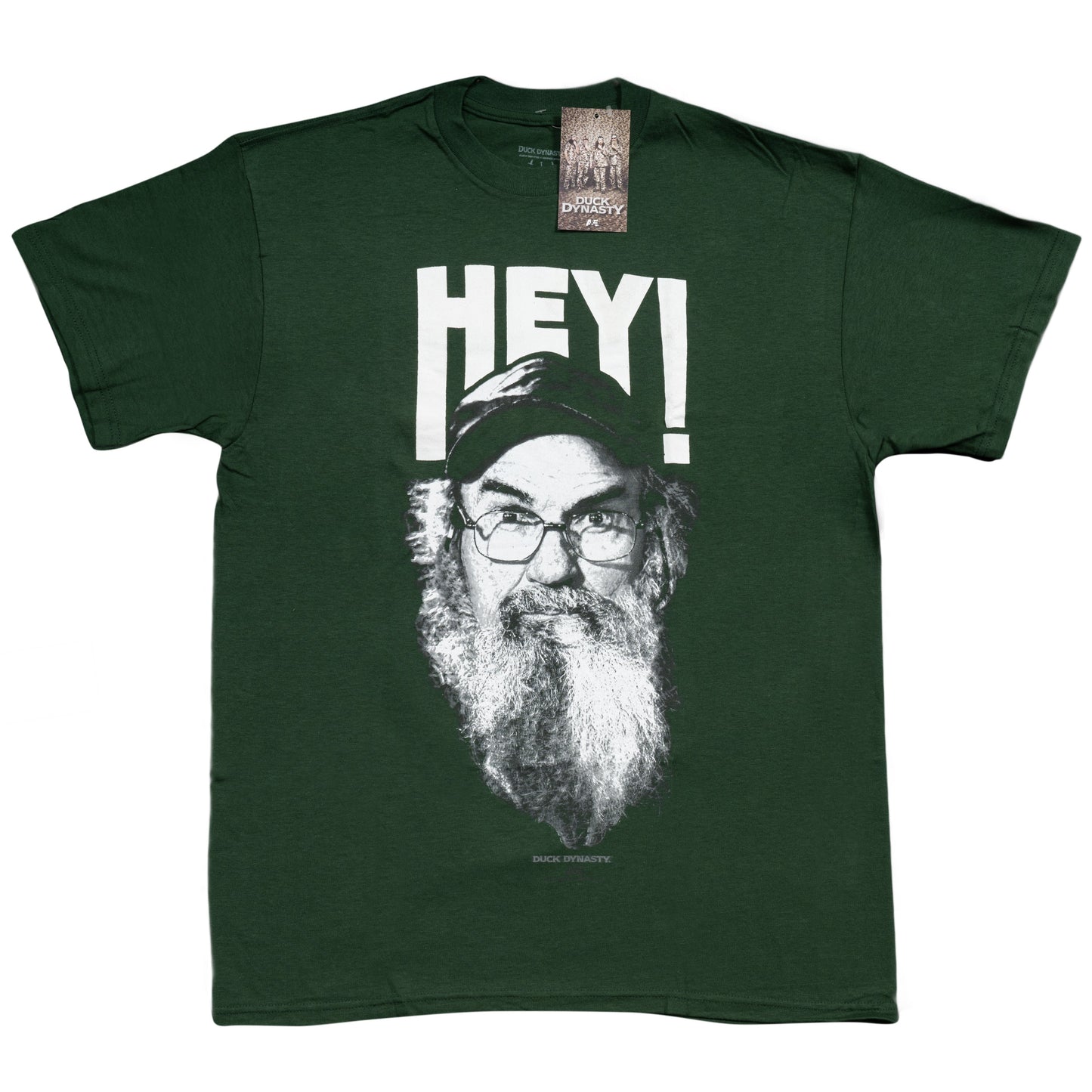 Duck Dynasty Si Robertson Commander HEY! Adult Green t-shirt tee