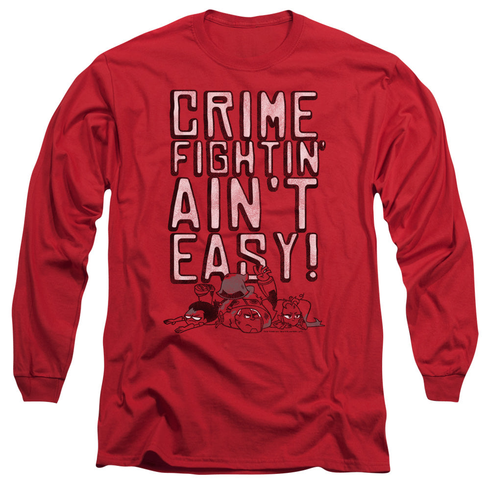 Teen Titans Go Not Easy Mens Long Sleeve Shirt Red Officially Licensed
