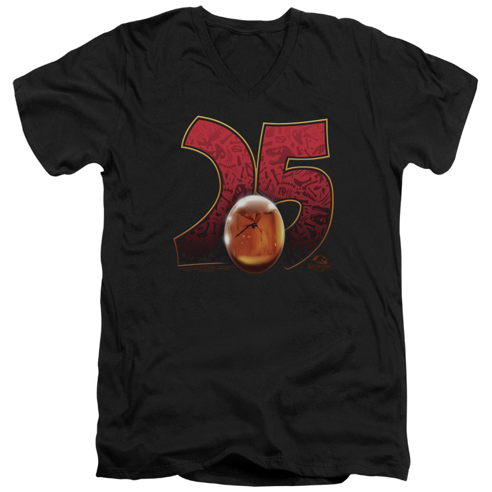 Jurassic Park Amber Mens Slim Fit V-Neck T Shirt Black