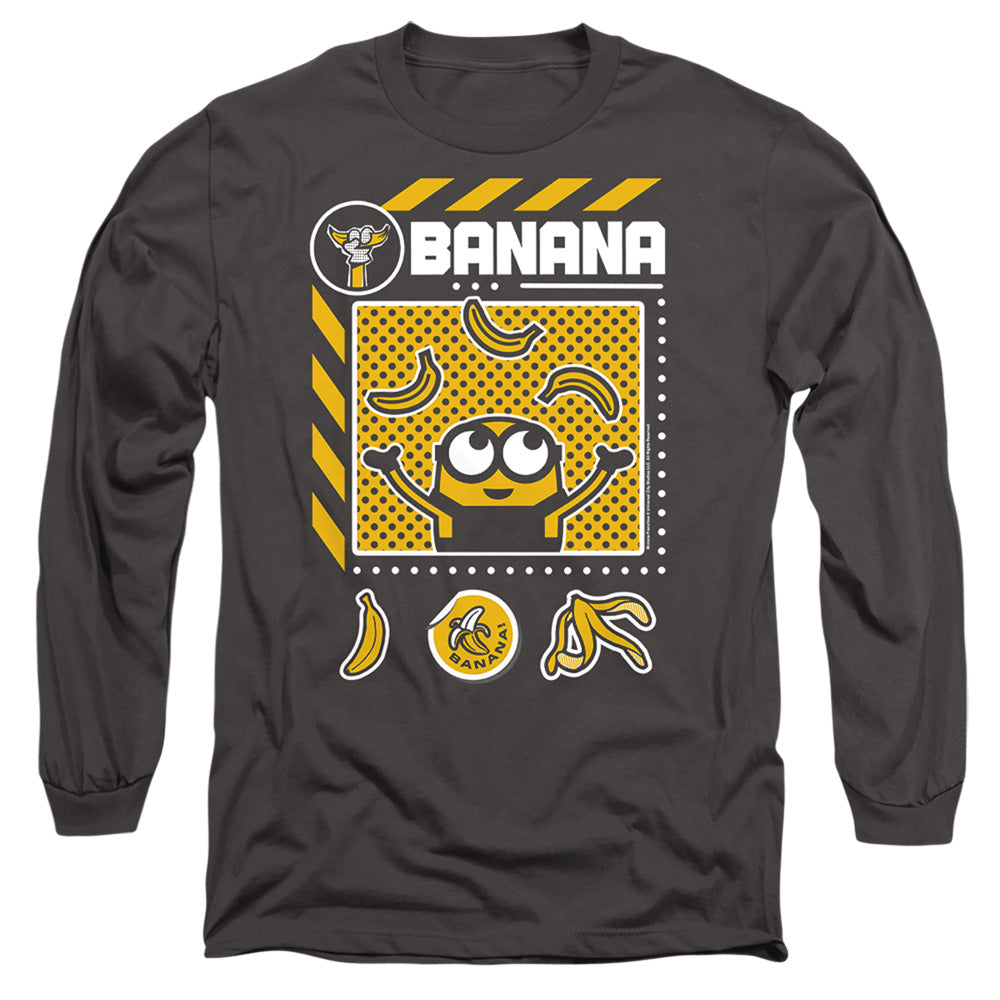 Minions Banana Icons Mens Long Sleeve Shirt Charcoal