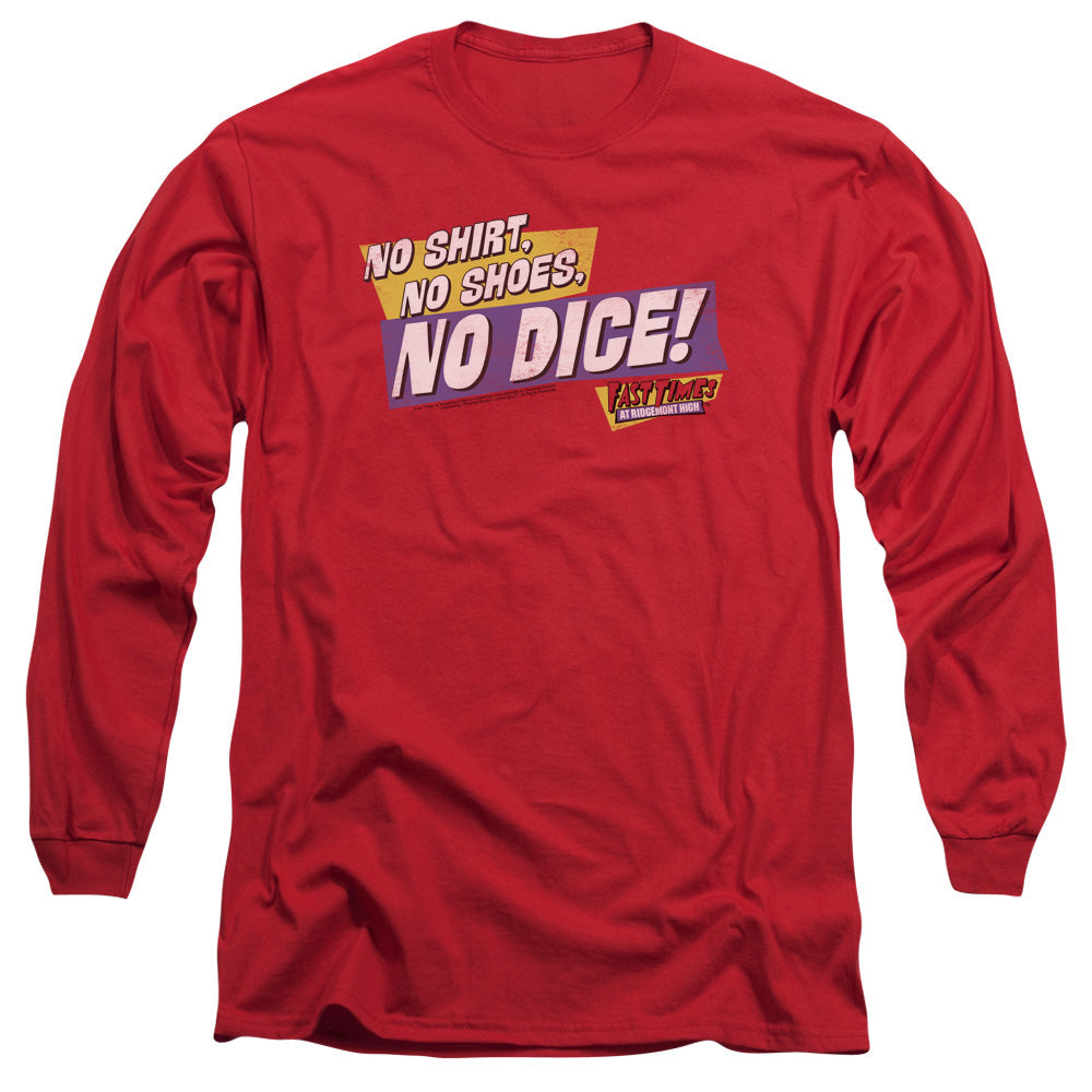 Fast Times Ridgemont High No Dice Mens Long Sleeve Shirt Red Red Officially Licensed