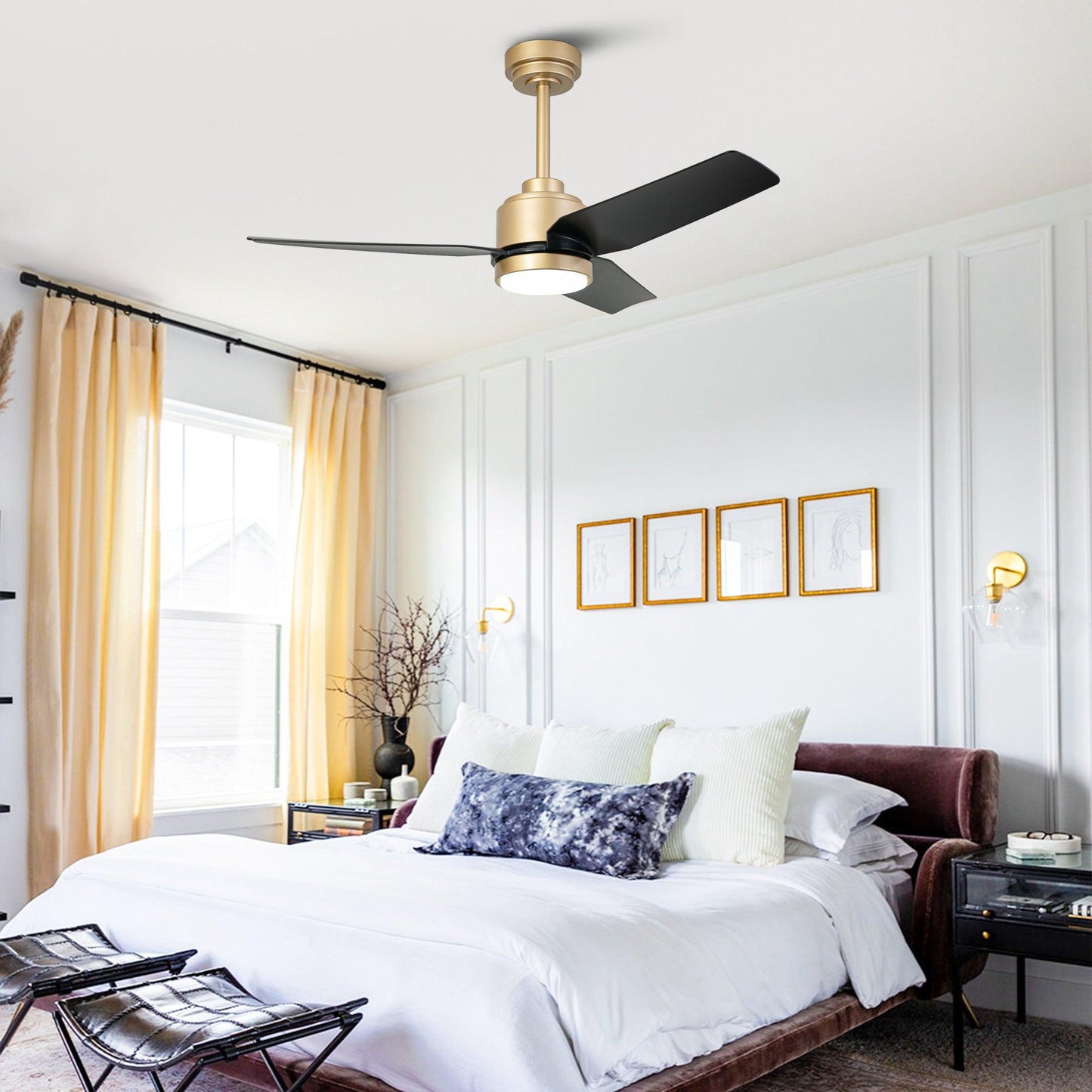 Vaczon 42 Inch 3-Blades Modern Ceiling Fan with Remote Control and LED Light