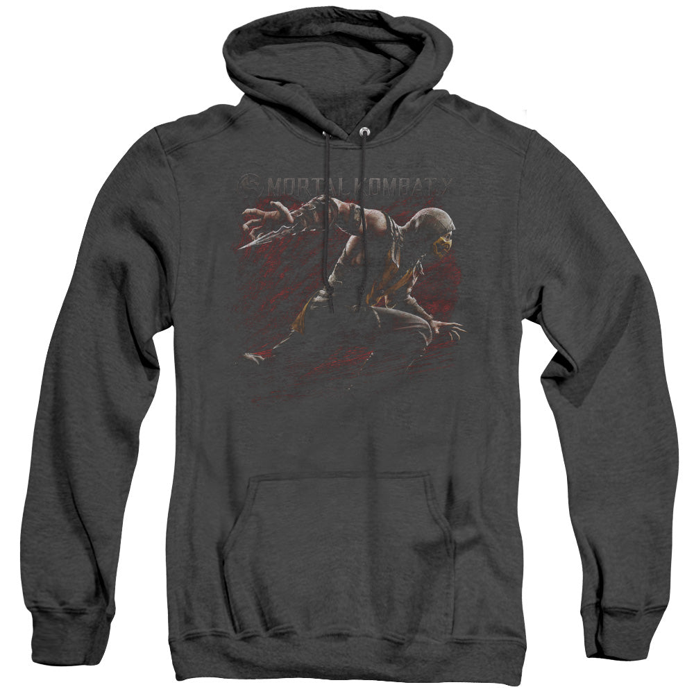 Mortal Kombat X Scorpion Lunge Mens Heather Hoodie Black Officially Licensed