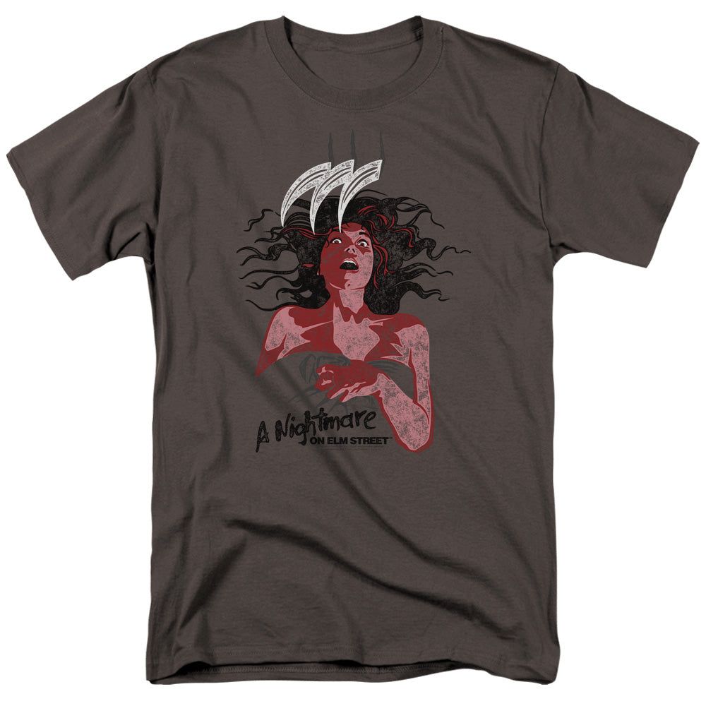 Nightmare On Elm Street Illustrated European Poster Mens T Shirt Charcoal Officially Licensed