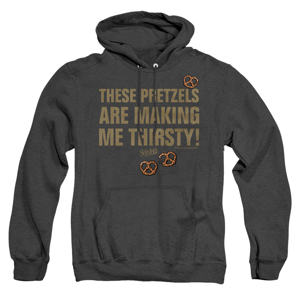Seinfeld Pretzels Thirsty Mens Heather Hoodie Black Officially Licensed