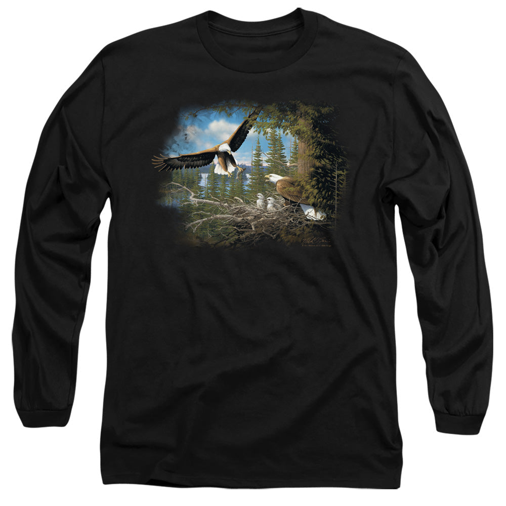 Wildlife Spring Bald Eagles Mens Long Sleeve Shirt Black Officially Licensed