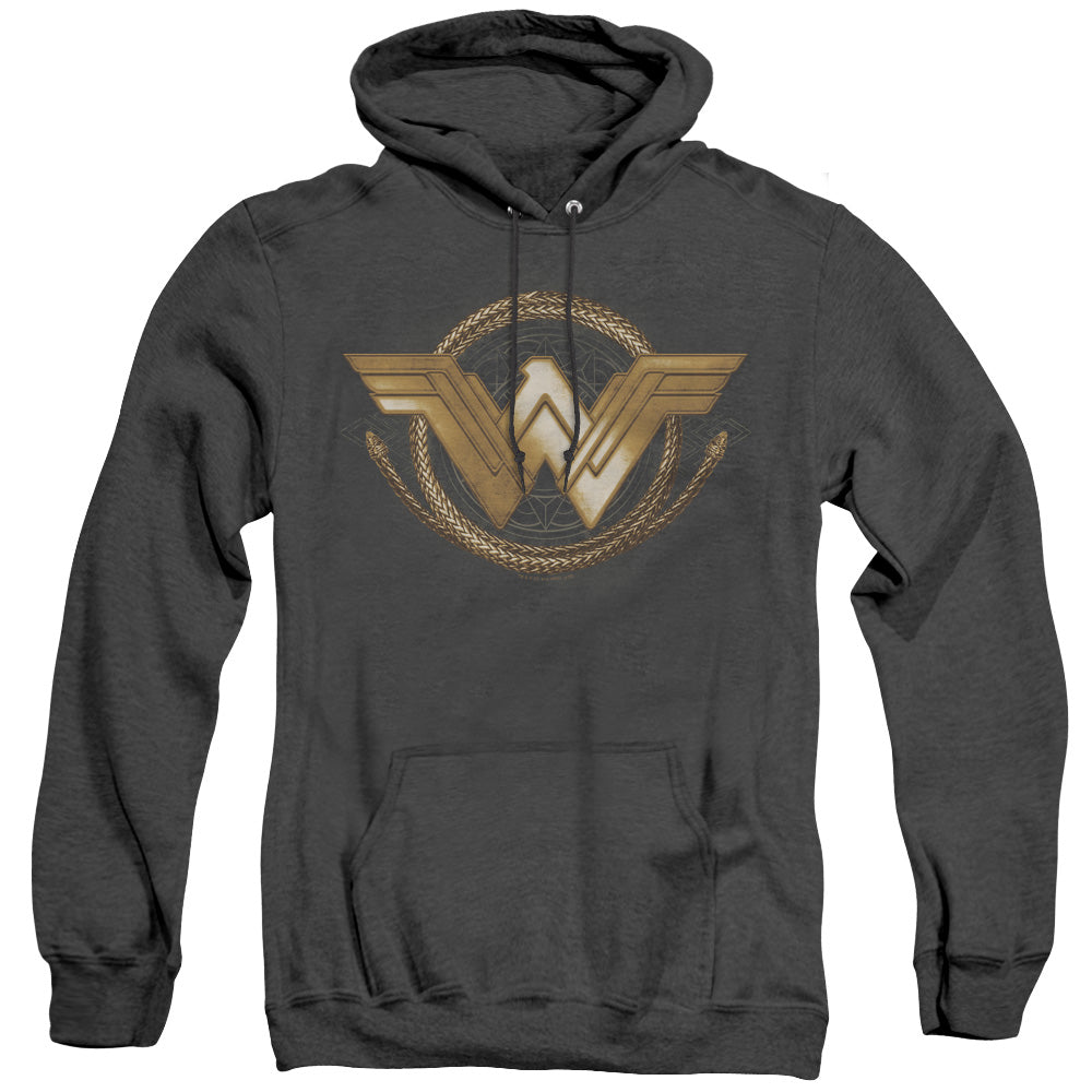Wonder Woman Movie Lasso Logo Heather Mens Hoodie Black Officially Licensed