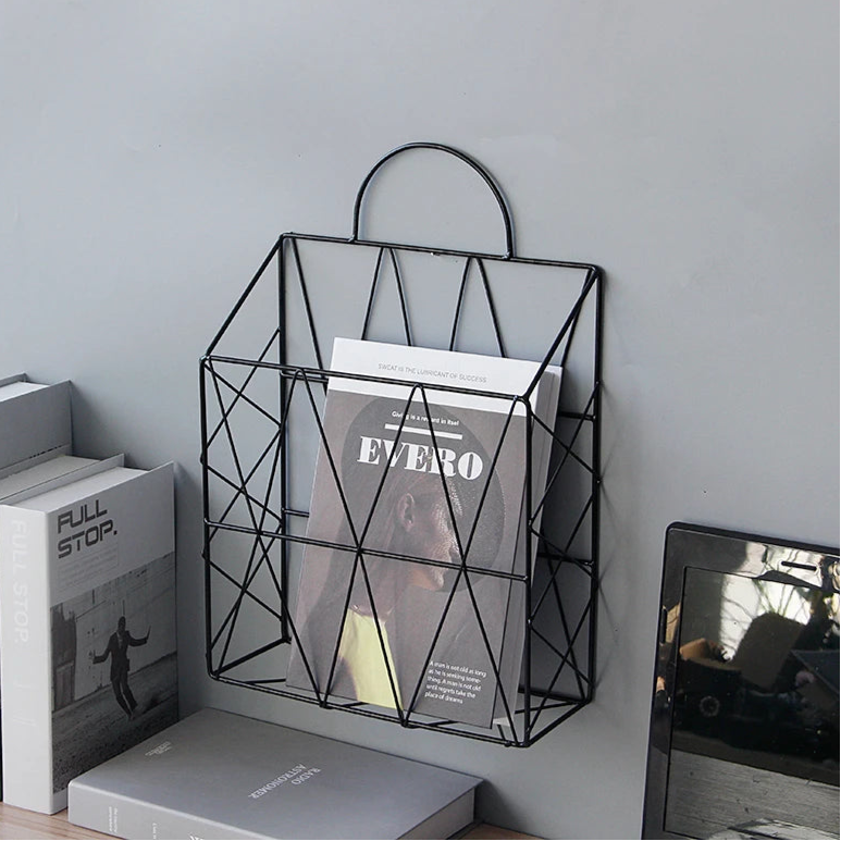 Wall Newspaper Magazine Racks Nordic Metal Iron Wall Hanging Holder Book Shelf Storage Organizer DIY Home Storage Decoration - THOOBO!