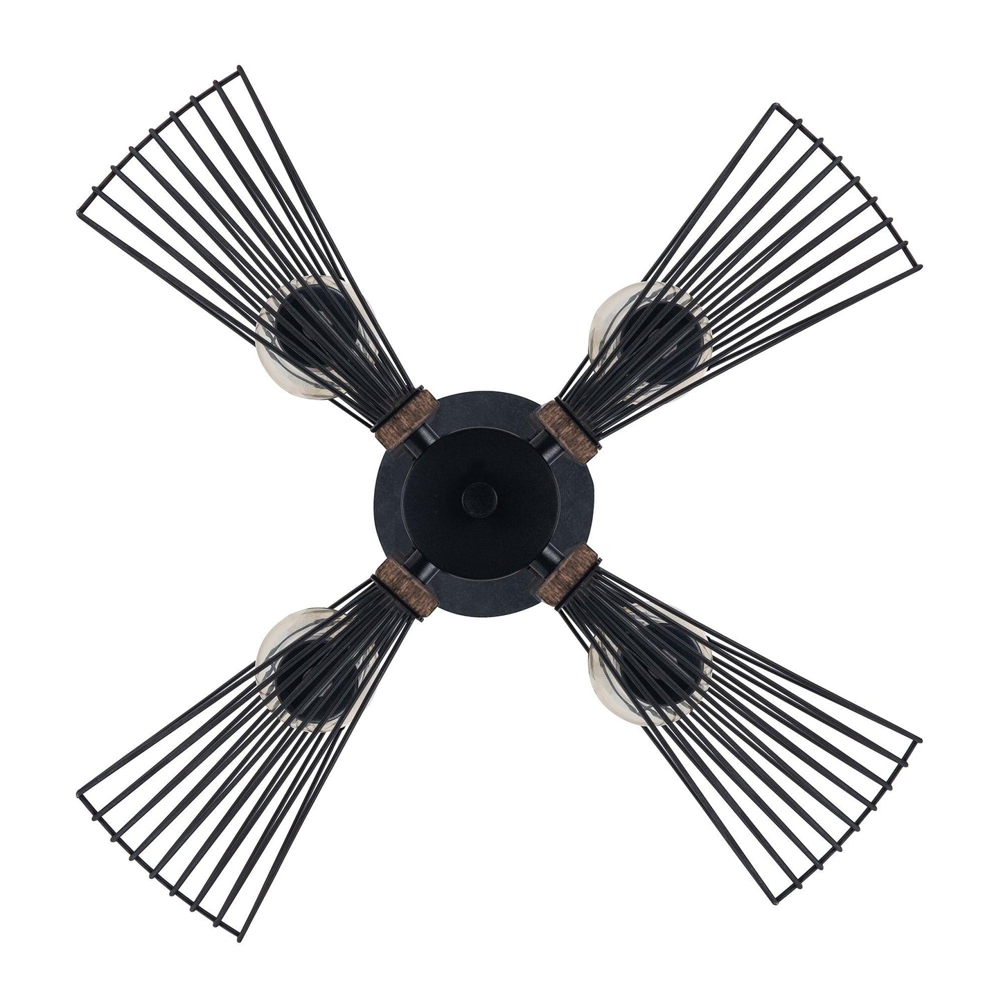 Zenith 4-Light Black & Wood Dimmable Island Pendant Light
