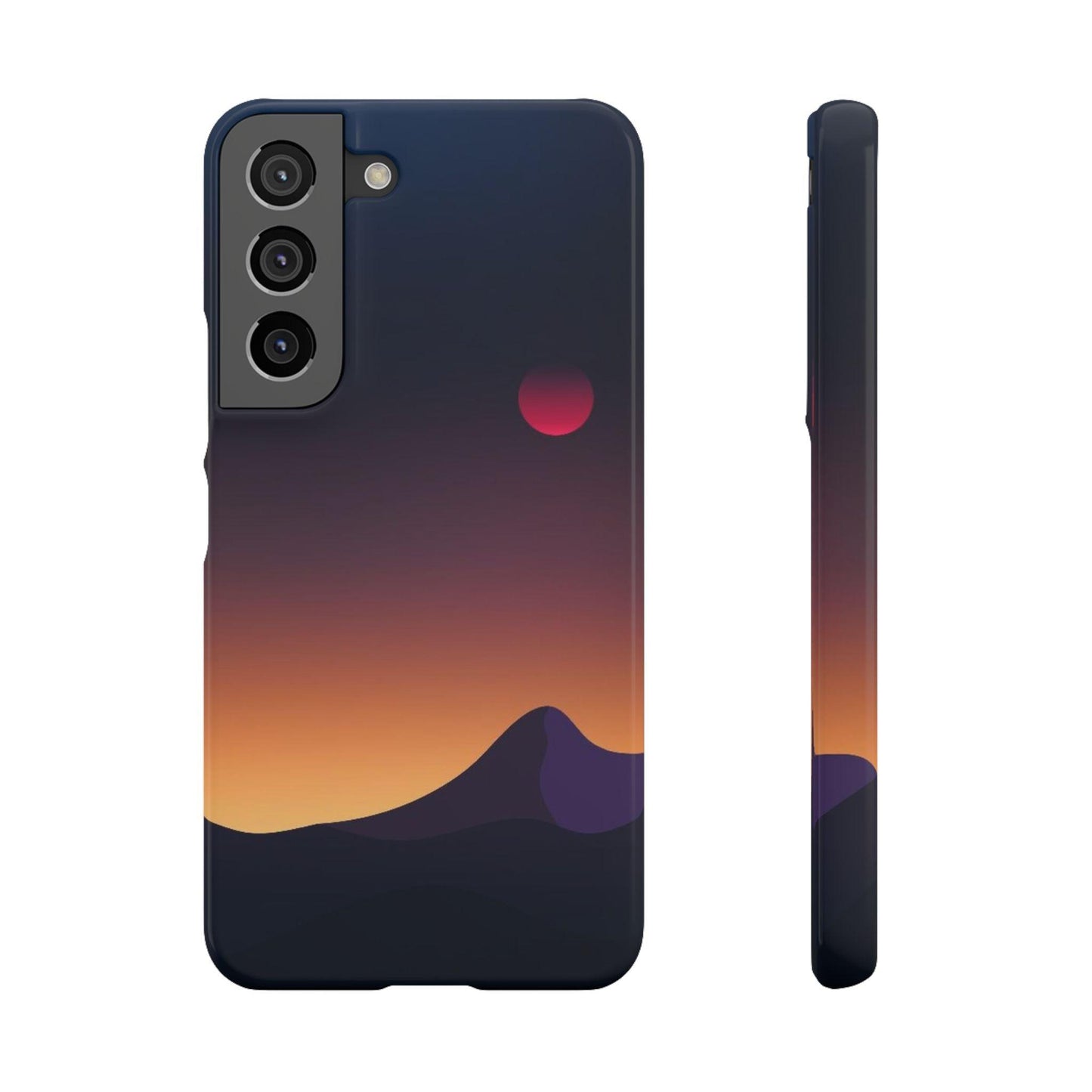 Samsung Soft Silicon Case with Minimalist Sunset Mountain Landscape Design