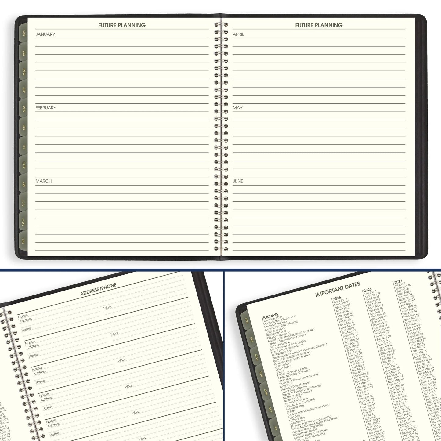 AT-A-GLANCE 2025 Recycled Monthly Planner – Black, Large 9" x 11"