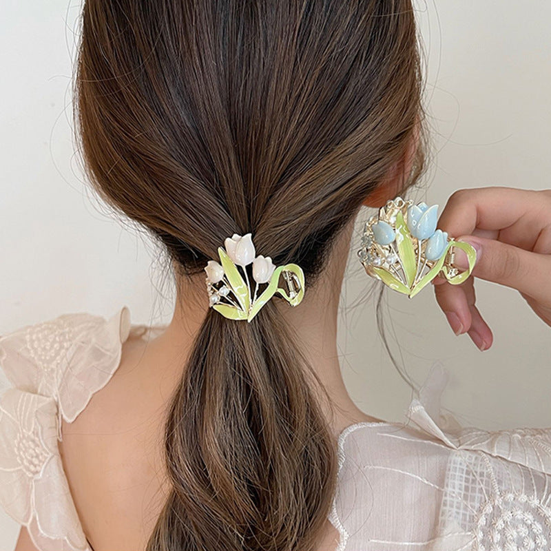 Tulips High Ponytail Hair Claws Women's Headband