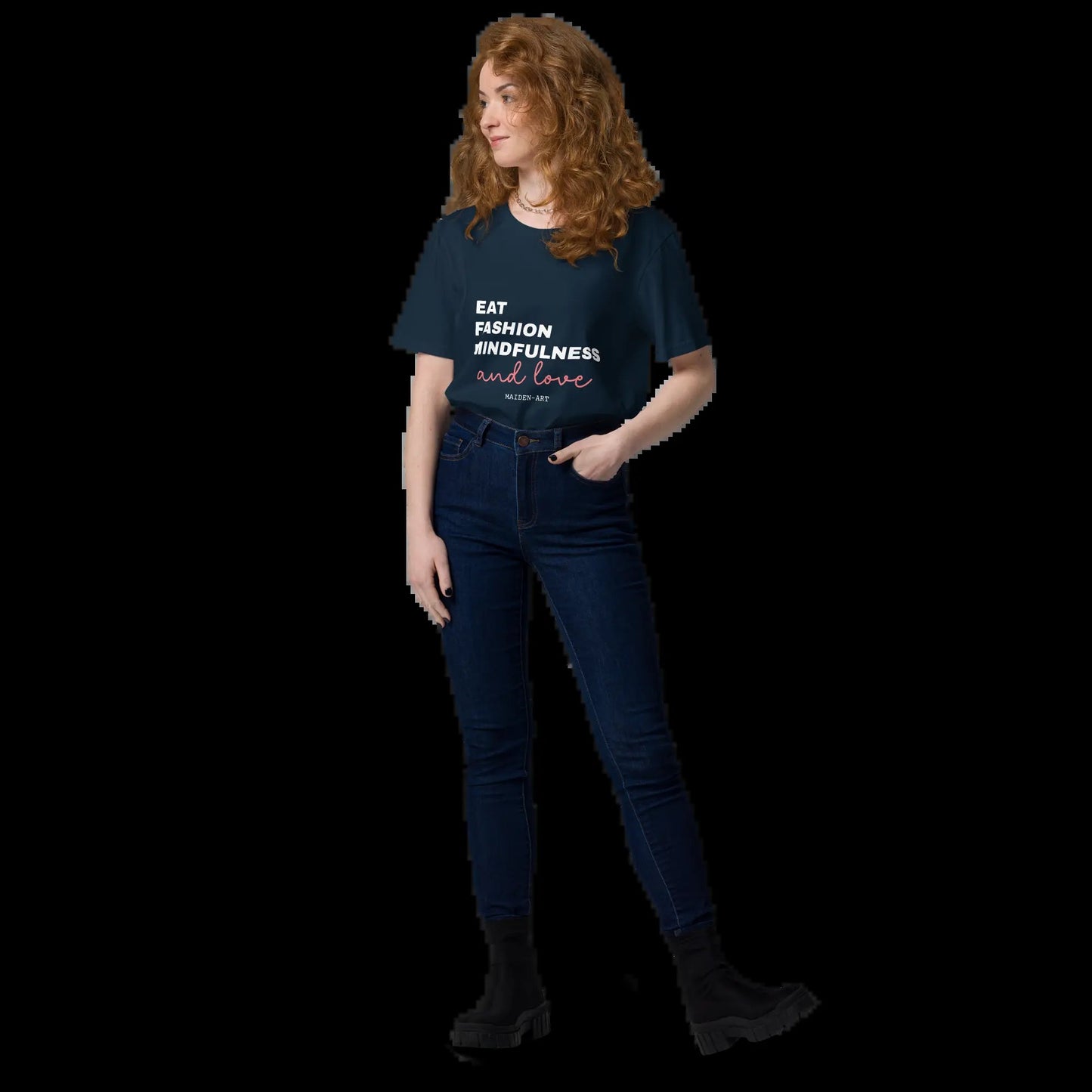Unisex Organic Cotton T-Shirt – Eat, Fashion Mindfulness and Love – Eco-Friendly, Ethical & Stylish