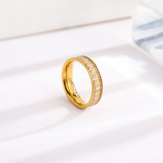 Rhinestone Titanium Steel Ring For Women