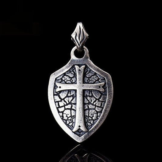 S925 Sterling Silver Cross Shield Pendant