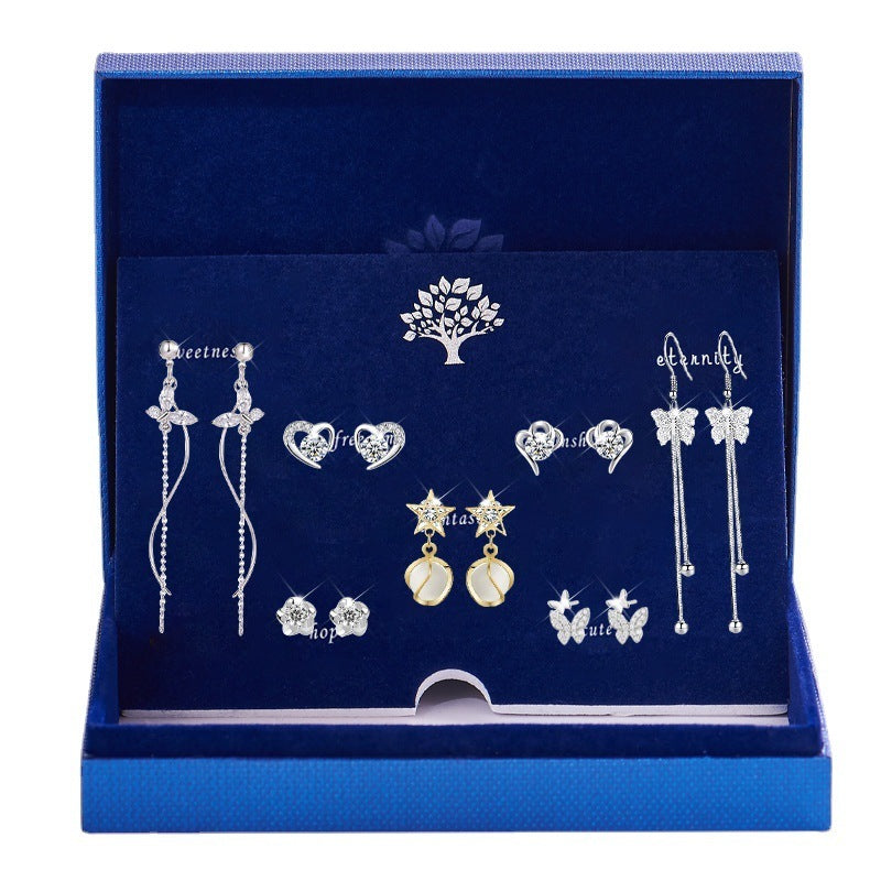 Sterling Silver Long Bow Earrings Set