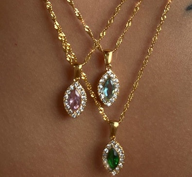 Horse Eye Zircon Titanium Necklace