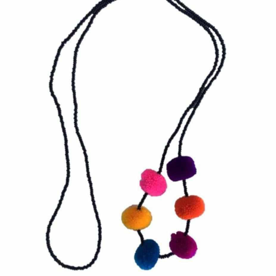 Alicia Bead & Pom Pom Necklace - Guatemala