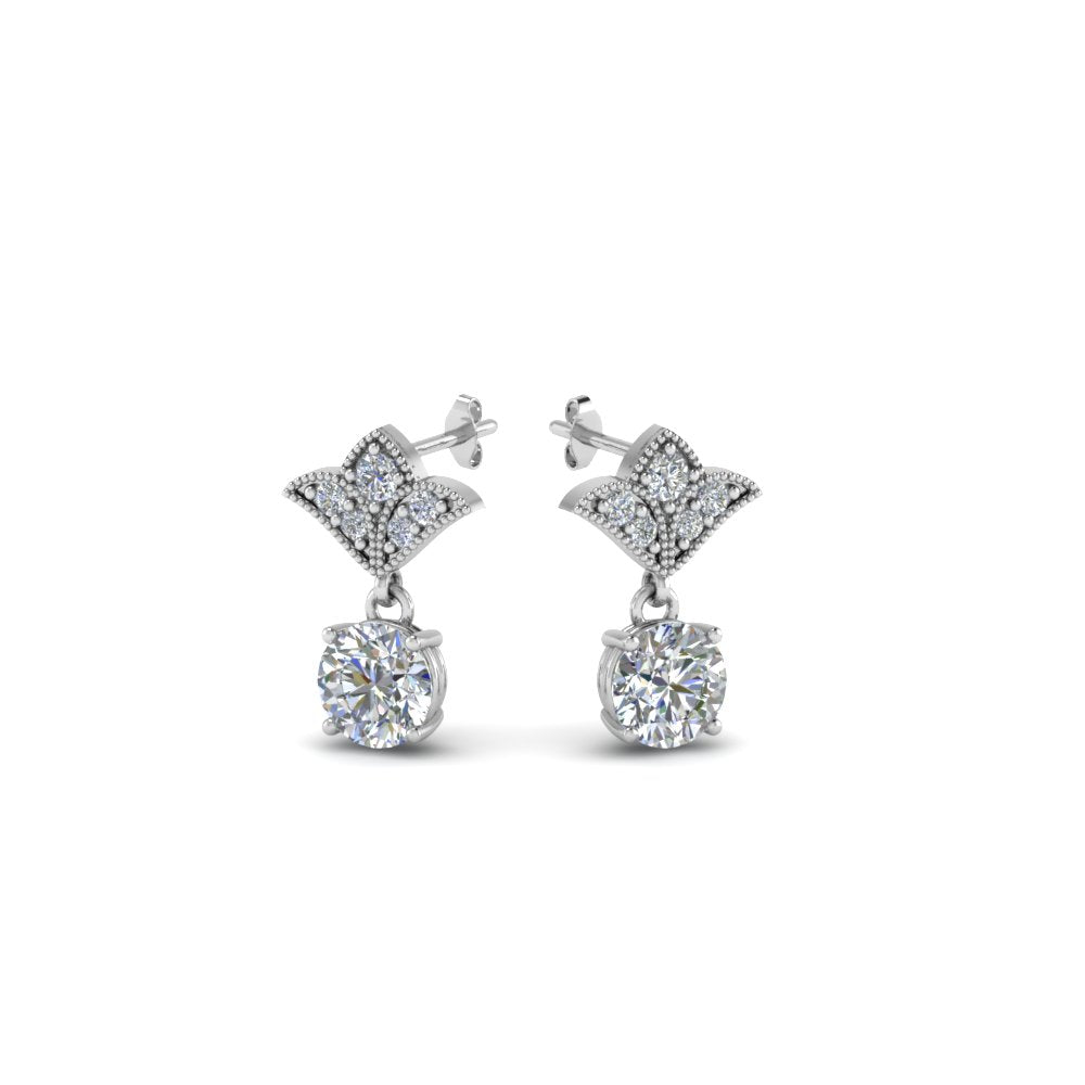 Art Deco Inspired Round Drop Earring Half Carat