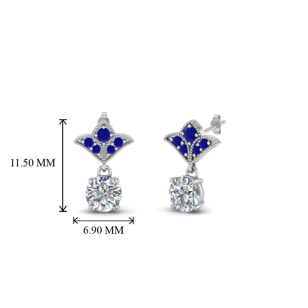 Art Deco Inspired Round Drop Earring Half Carat