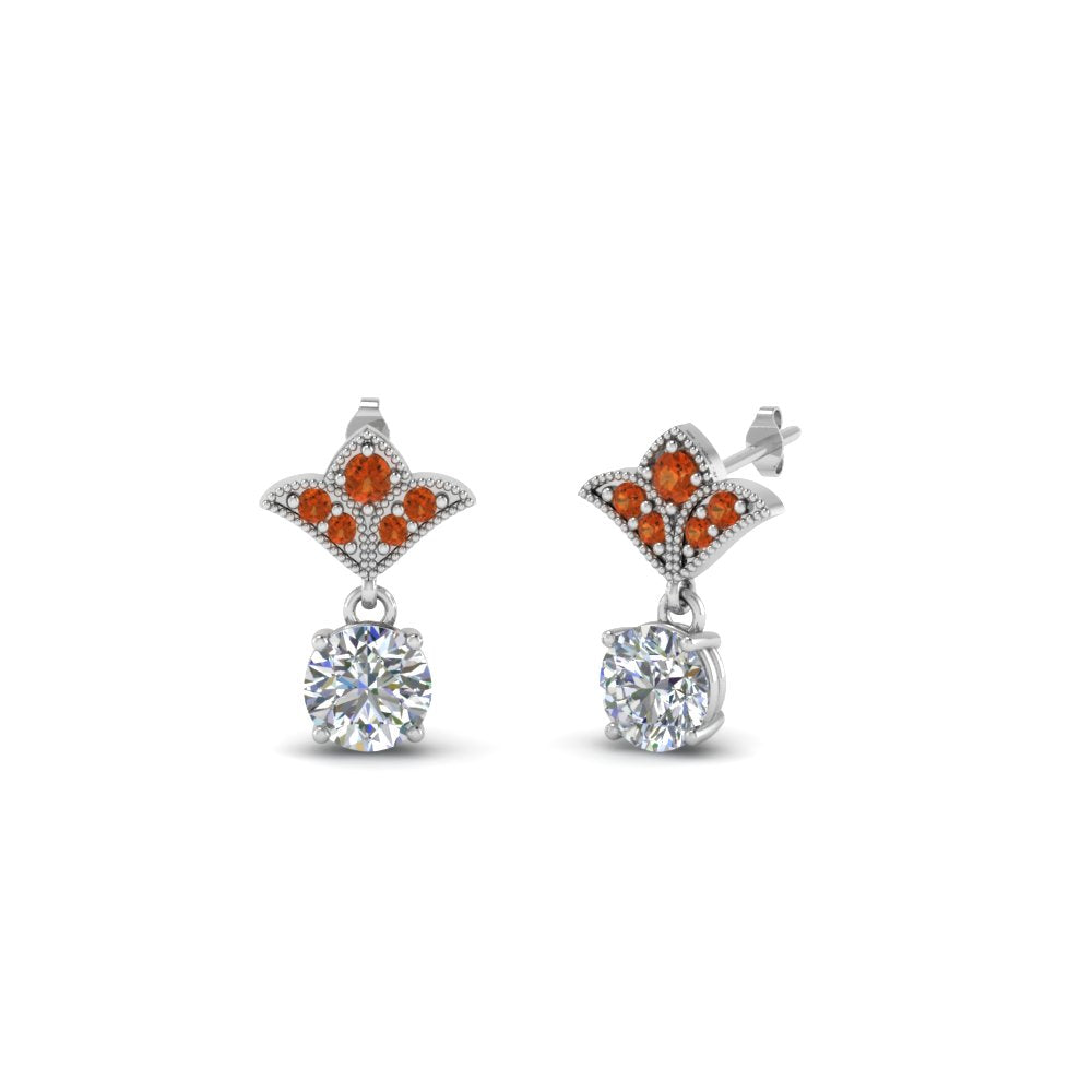 Art Deco Inspired Round Drop Earring Half Carat