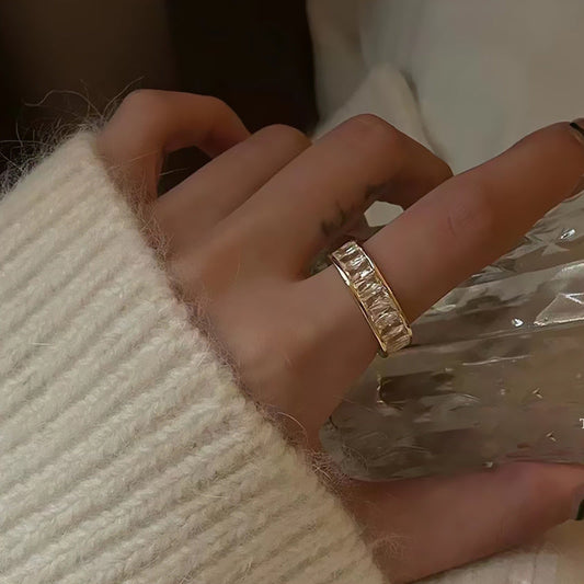 Rhinestone Titanium Steel Ring For Women