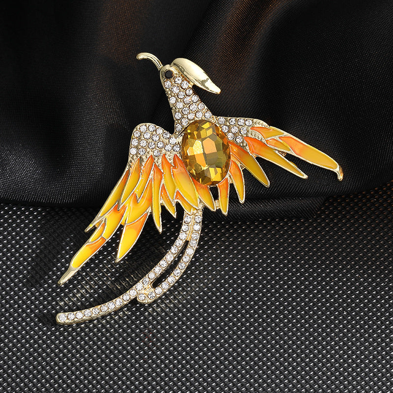 Elegant High-grade Oil Painting Phoenix Brooch