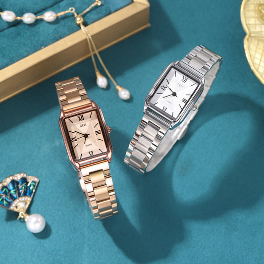 Square Women's Fashion Steel Belt Watch