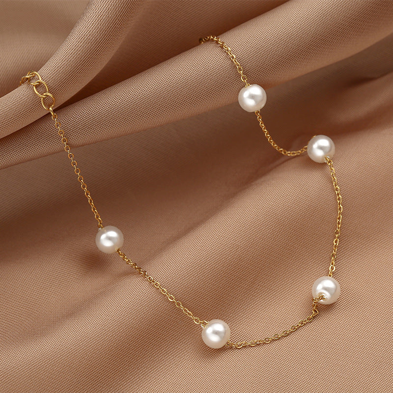 Titanium Steel Pearl Anklet Beach Jewelry